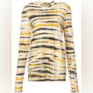 NEW Proenza Schouler Black and Yellow Fitted Long Sleeve T-Shirt Tie Dye XL